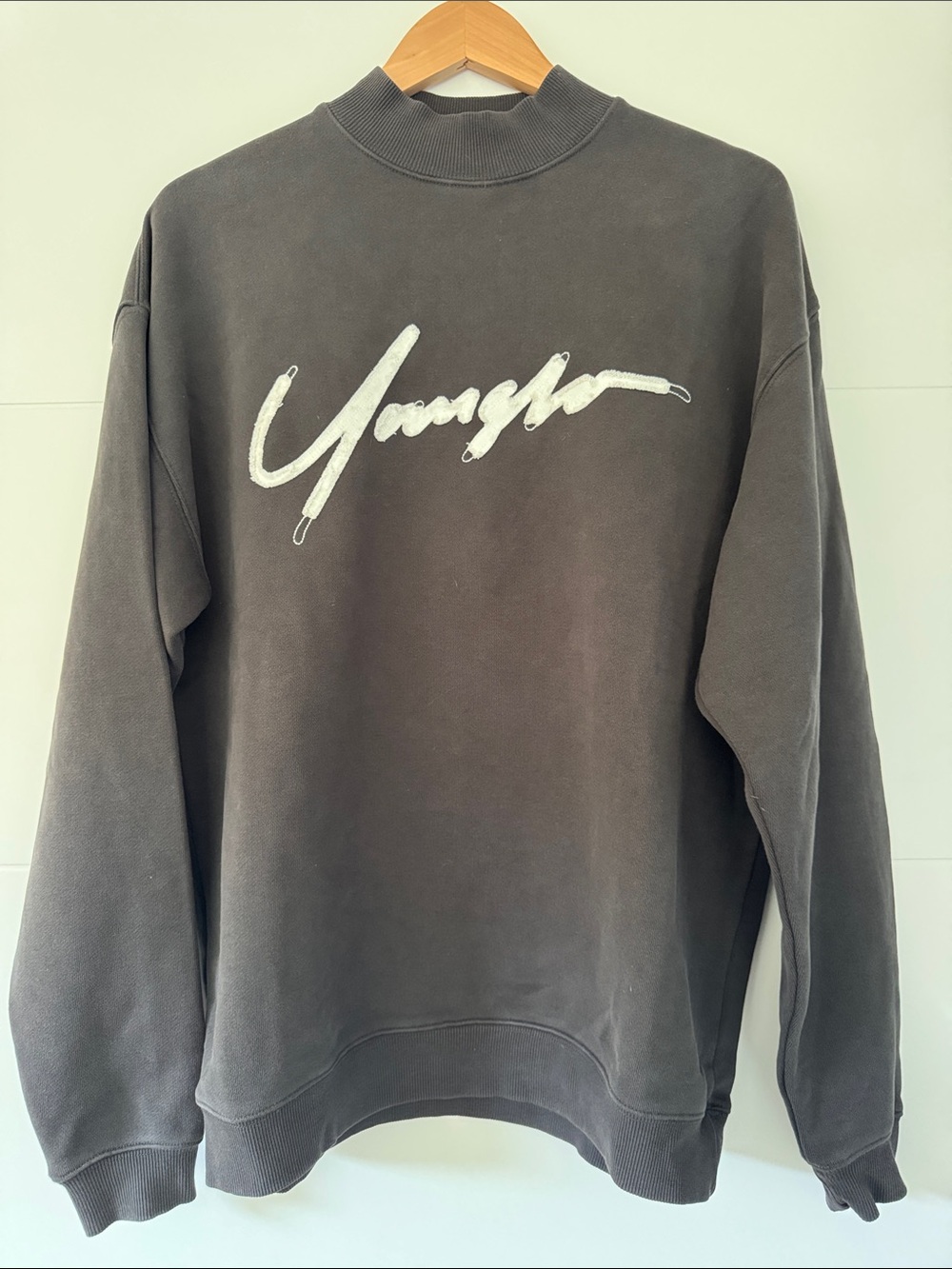 YoungLA Dark Charcoal Crewneck Sweatshirt with White Script Logo